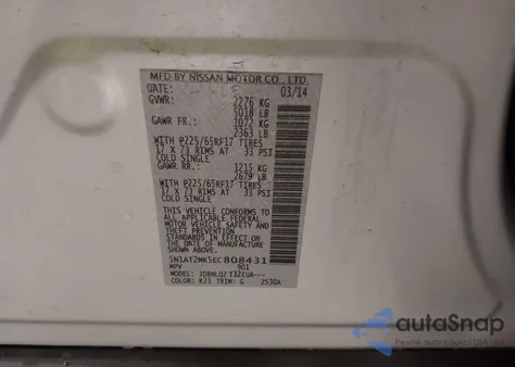 2014 Nissan Rogue Sv from USA, damaged, VIN 5N1AT2MK5EC808431